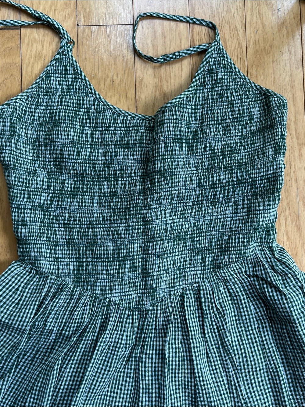 aerie At the Barre Green Gingham Maxi Dress with Smocked Bodice - Picture 2 of 7